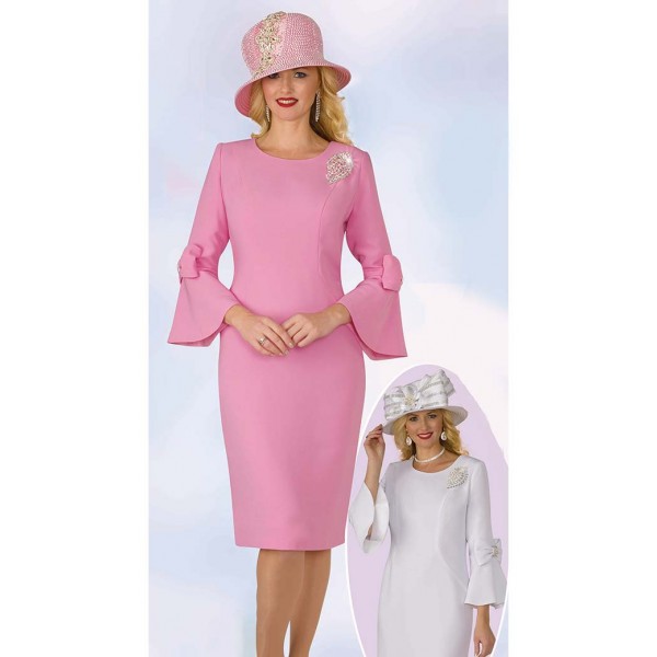 Lily and Taylor Pink bell sleeve Church Dress